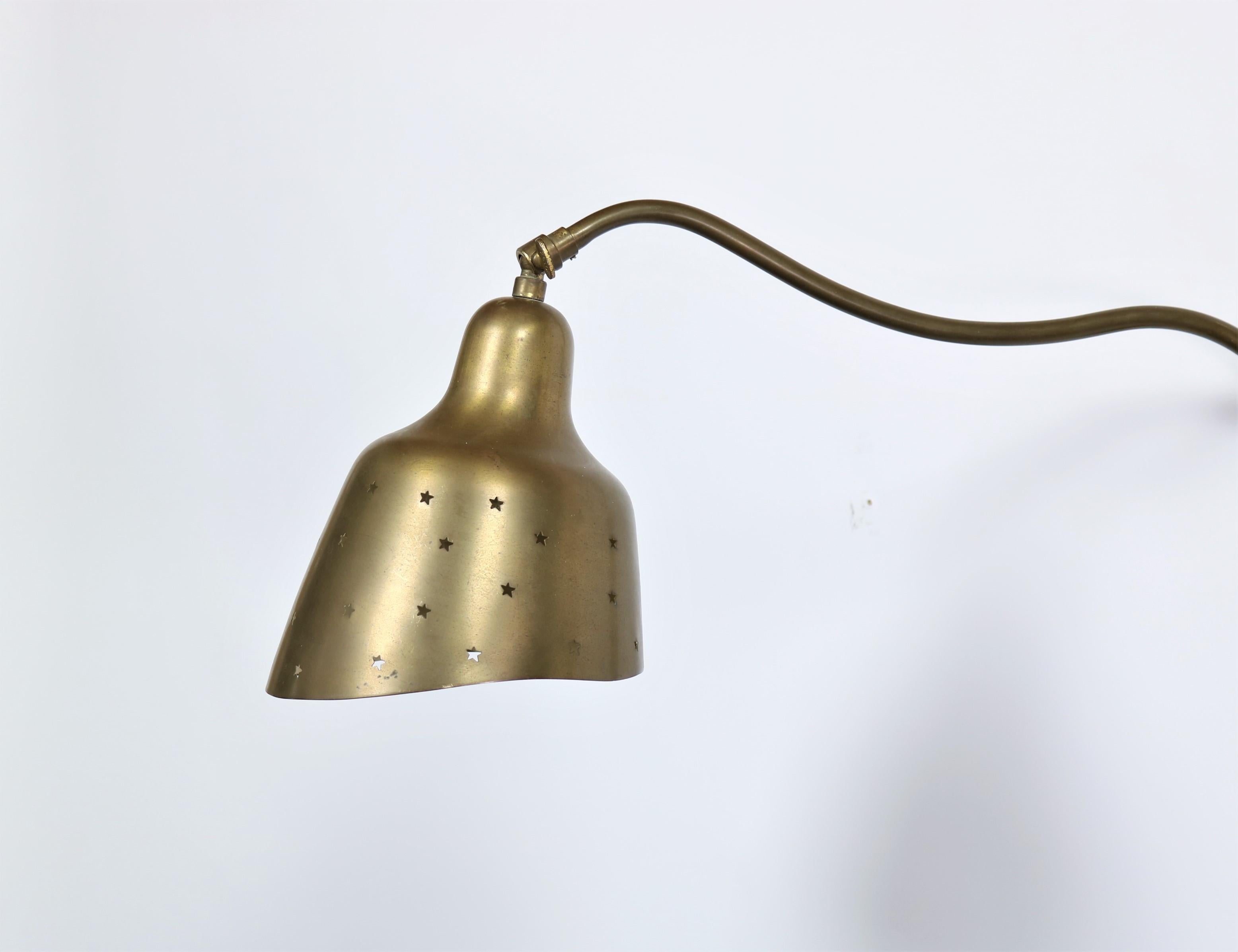 Danish Modern Brass Wall Lamp Made at Fog & Mørup Copenhagen, 1950s 2