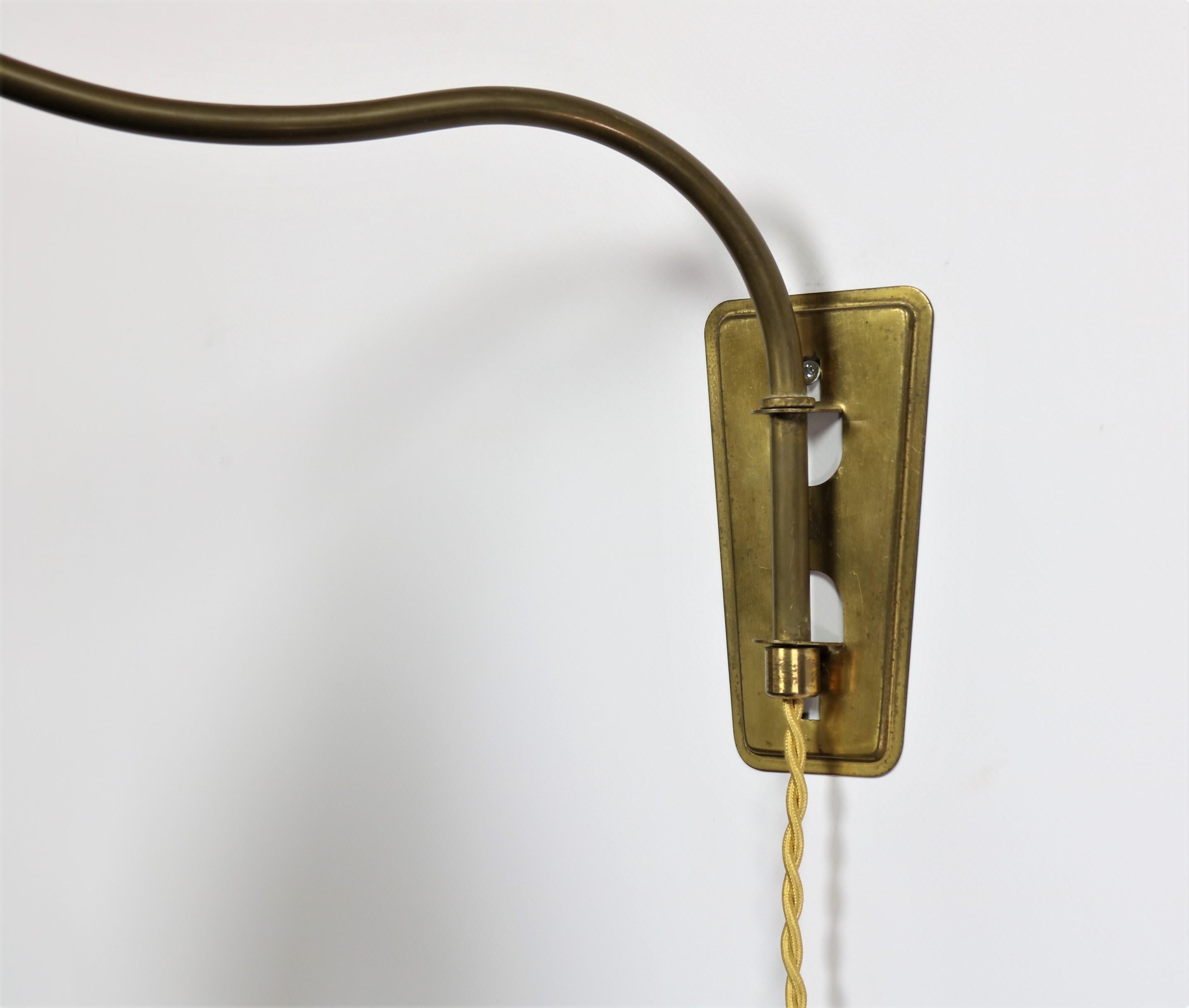 Danish Modern Brass Wall Lamp Made at Fog & Mørup Copenhagen, 1950s 4