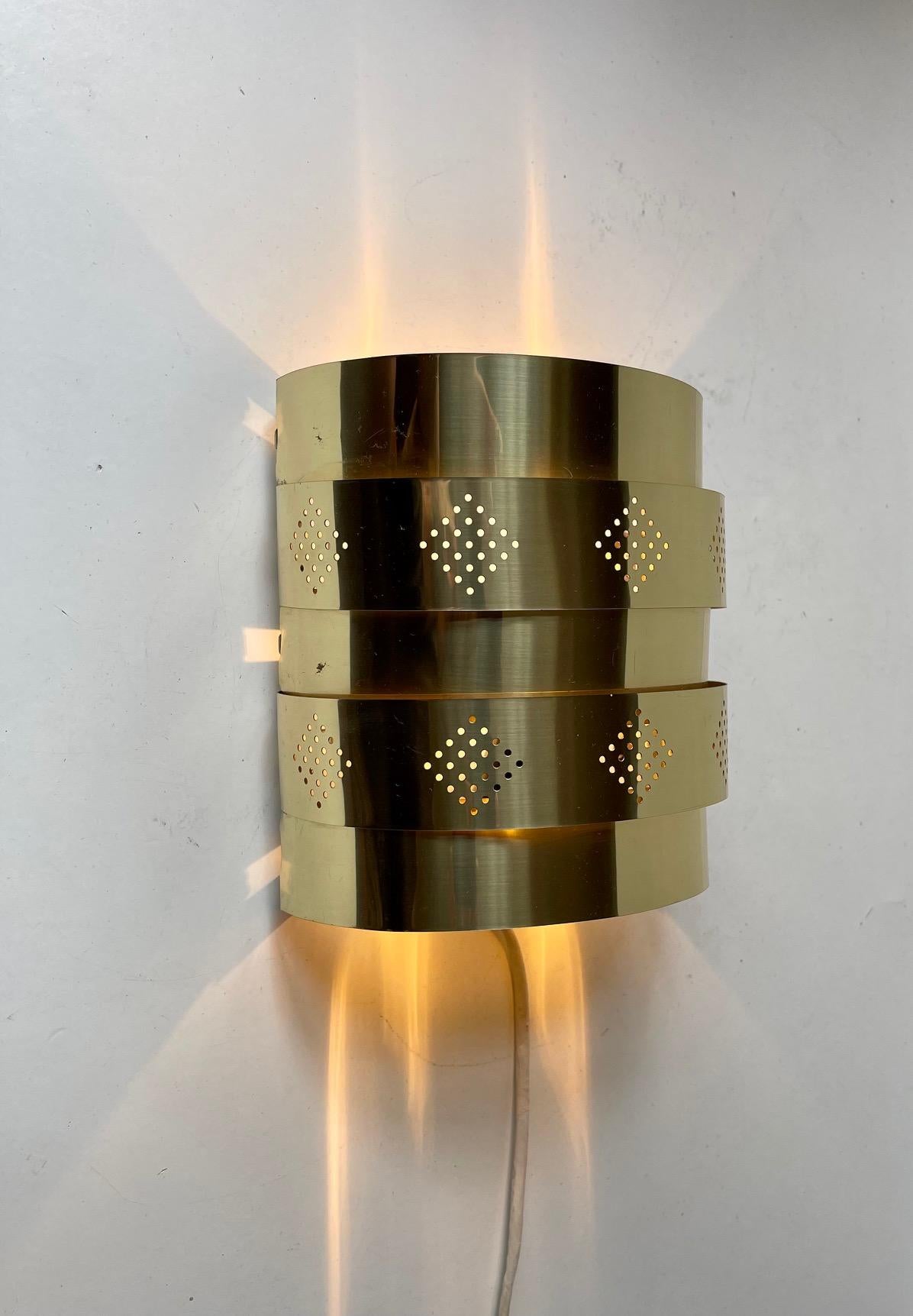 Mid-Century Modern Danish Modern Brass Wall Sconce by Werner Schou, Coronell, 1970s For Sale