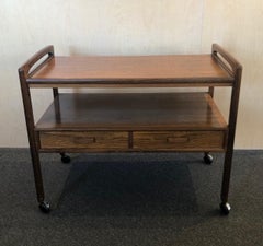 Danish Modern Brazilian Rosewood Bar / Tea / TV Cart by Arrebo Mobler