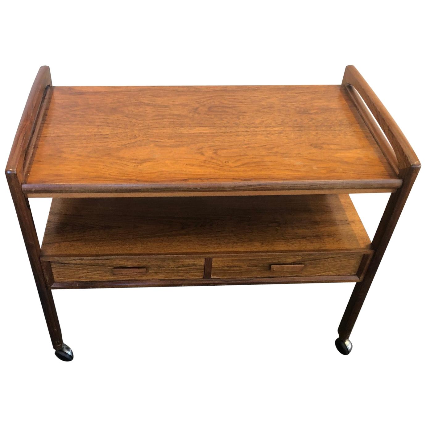 Danish Modern Brazilian Rosewood Bar / Tea / TV Cart by Arrebo Mobler