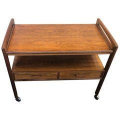 Vintage Danish Modern Brazilian Rosewood Bar / Tea / TV Cart by Arrebo Mobler