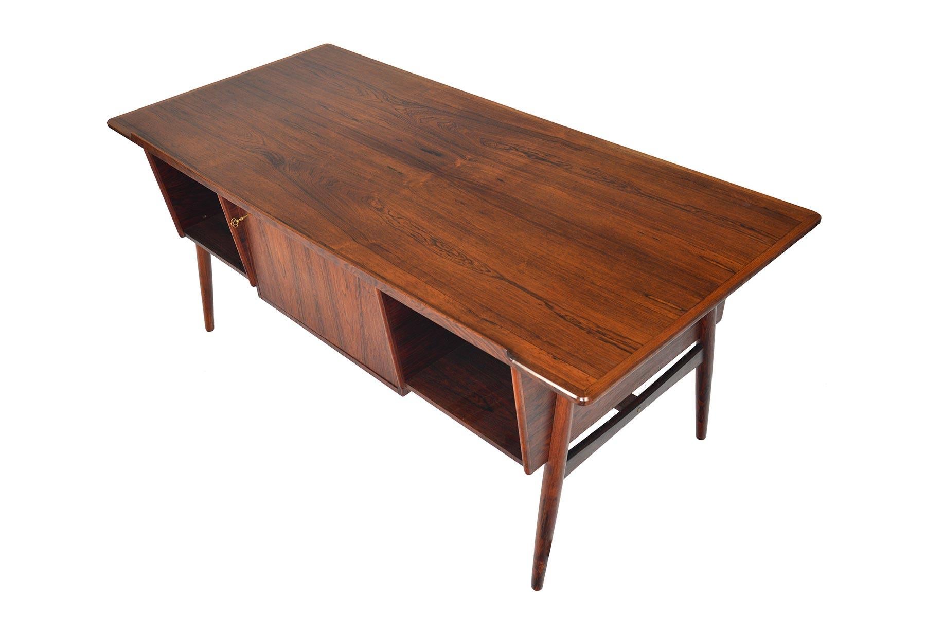 Danish Modern Brazilian Rosewood Executive Desk with Rotating Bar 5