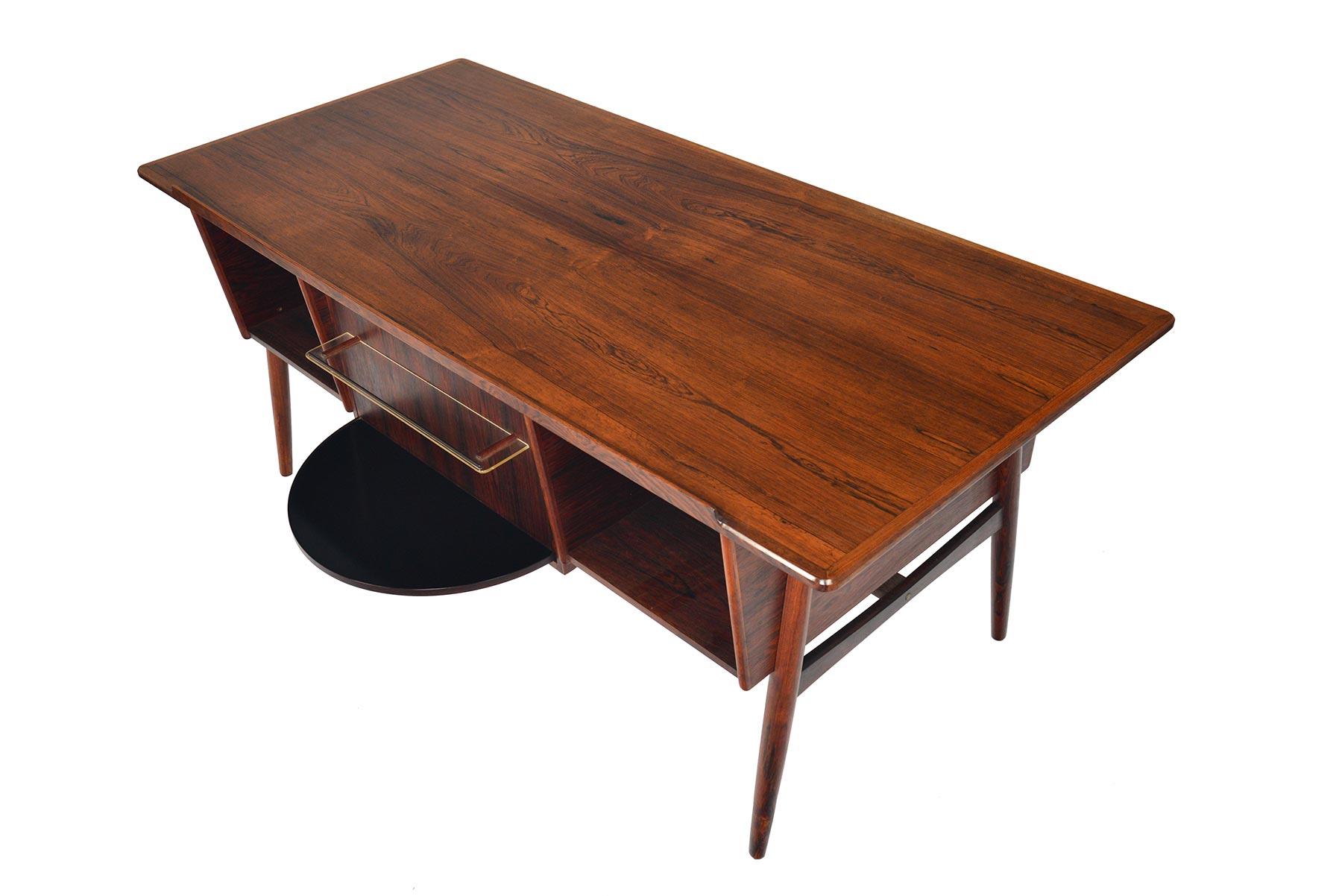 Danish Modern Brazilian Rosewood Executive Desk with Rotating Bar 6