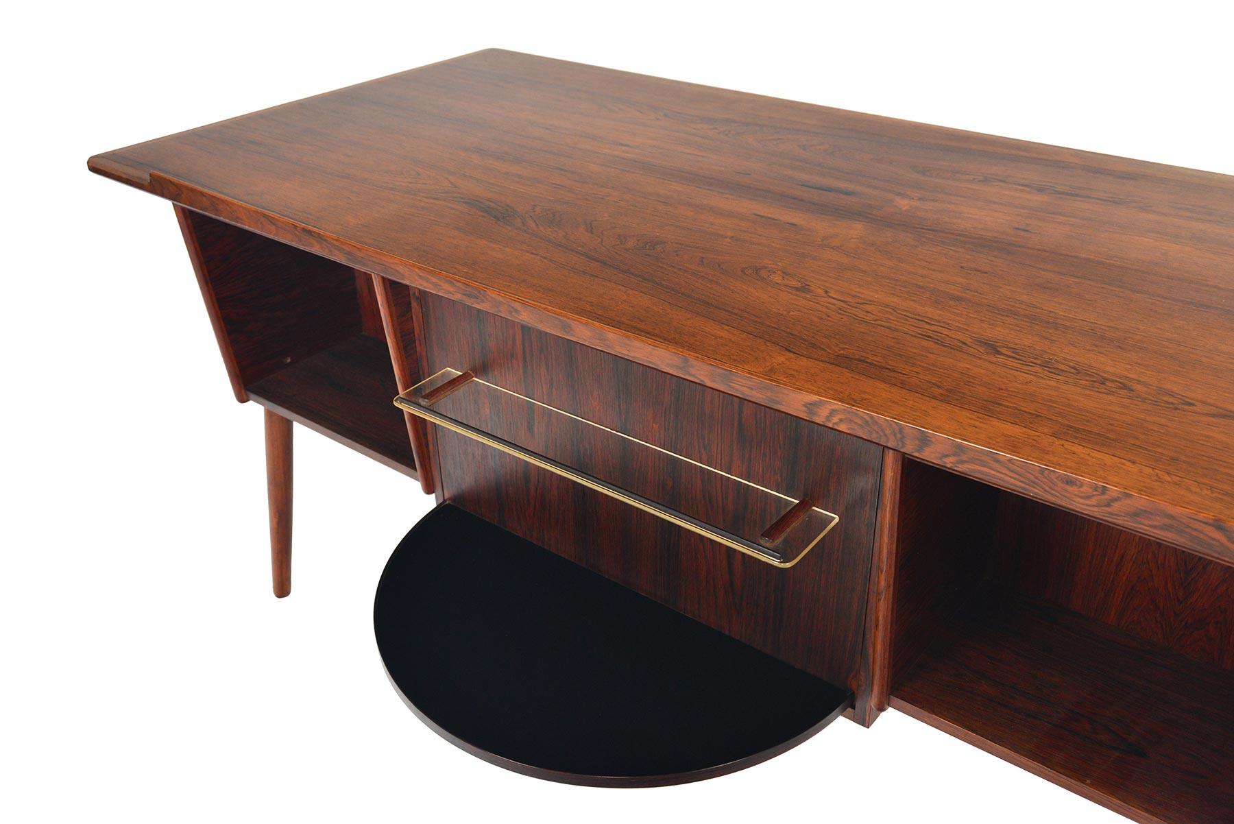 Danish Modern Brazilian Rosewood Executive Desk with Rotating Bar 7