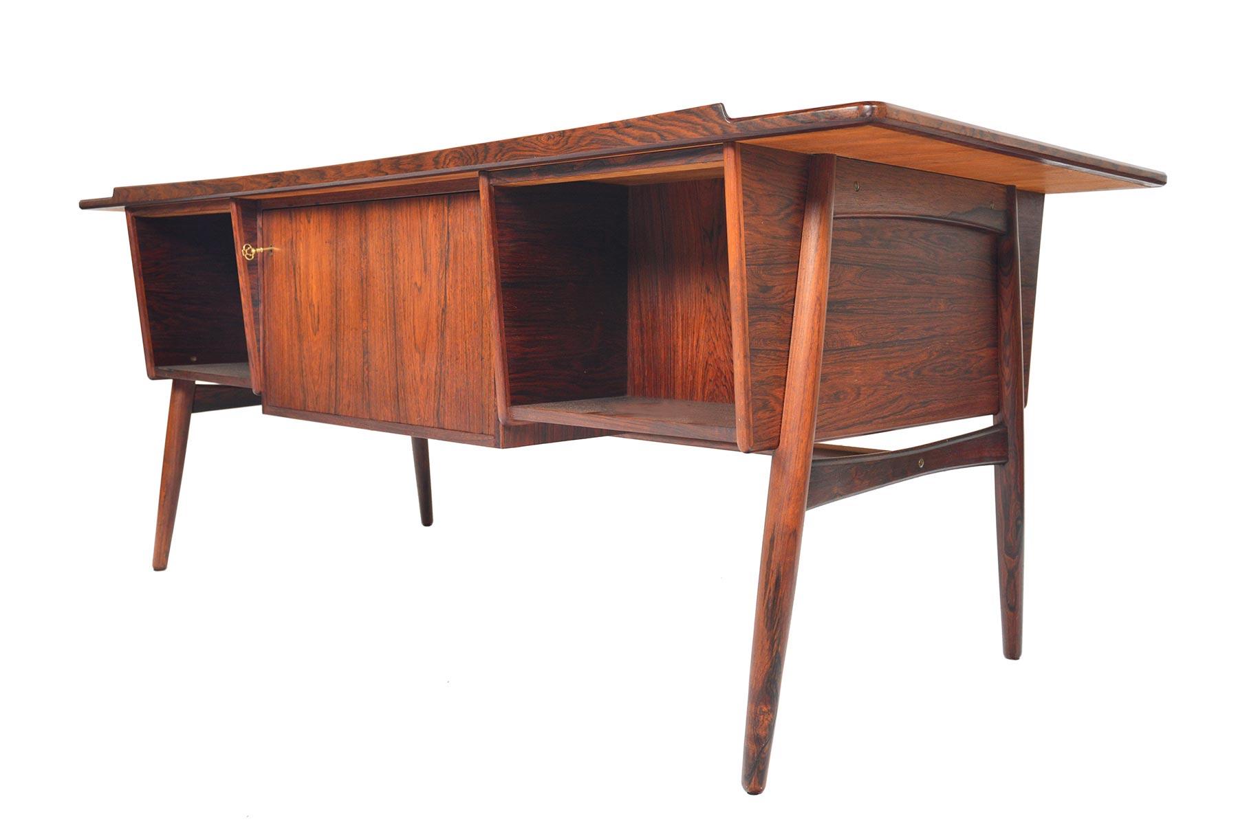 Danish Modern Brazilian Rosewood Executive Desk with Rotating Bar 11