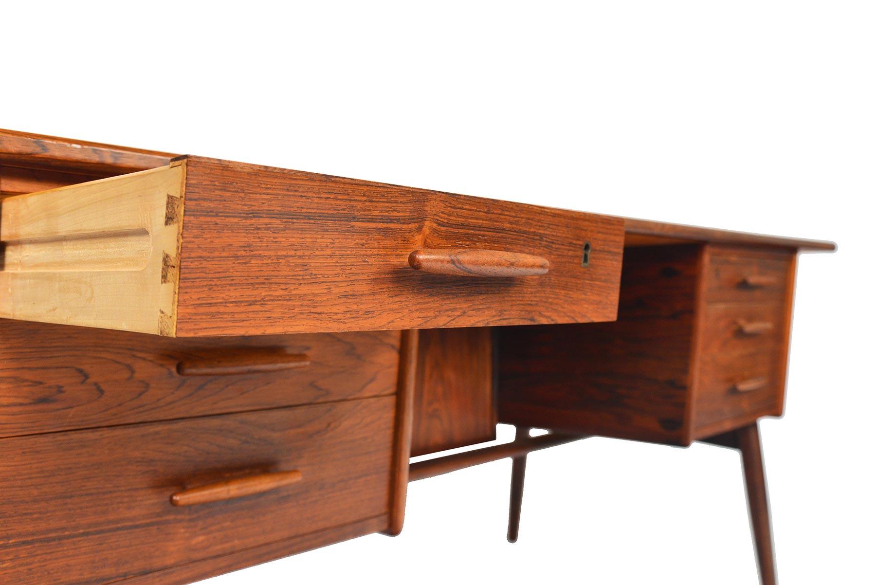 20th Century Danish Modern Brazilian Rosewood Executive Desk with Rotating Bar