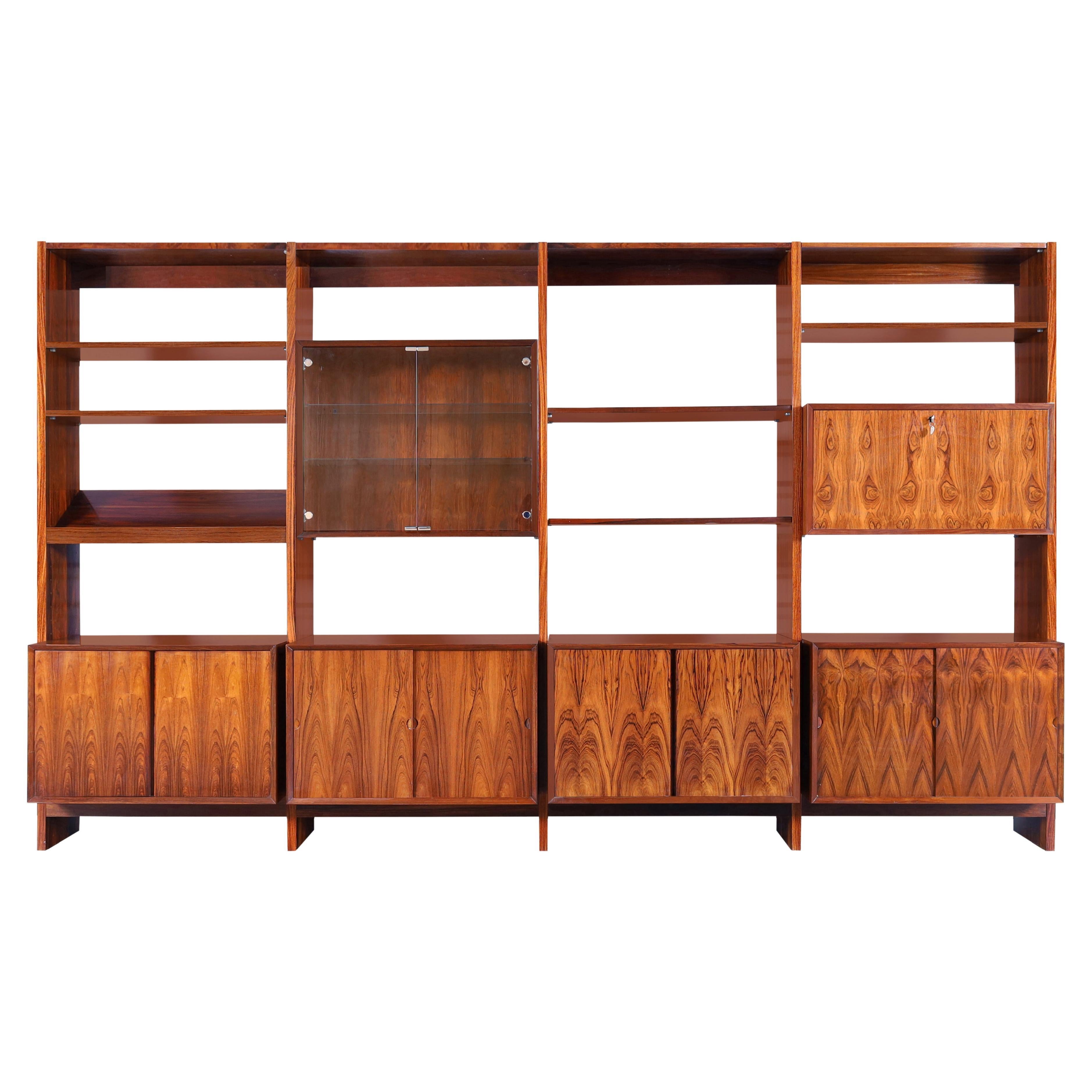 Danish Modern Brazilian Rosewood Freestanding Wall Unit by Poul Cadovius