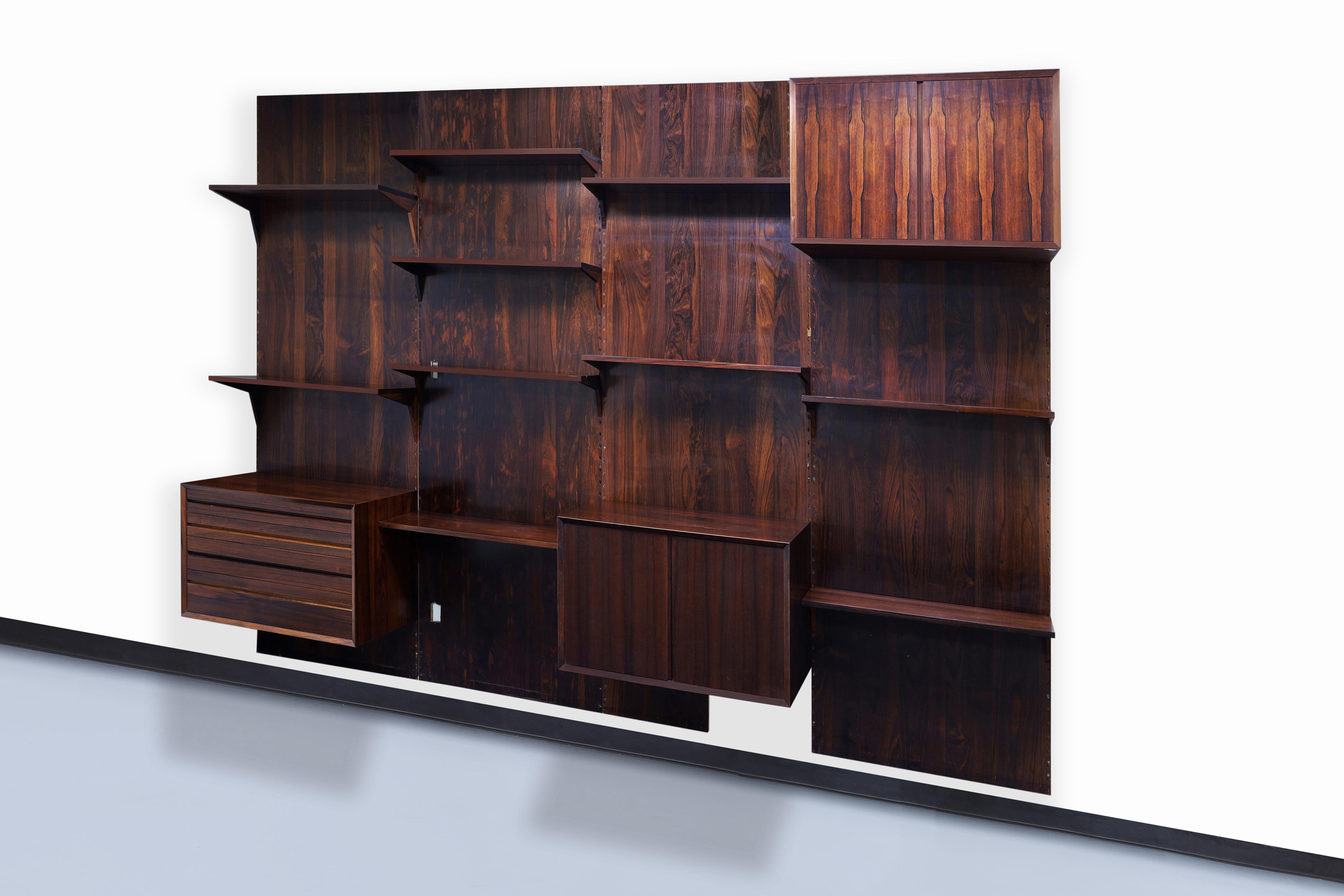 Danish Modern Brazilian Rosewood Wall Unit by Poul Cadovius In Good Condition In North Hollywood, CA