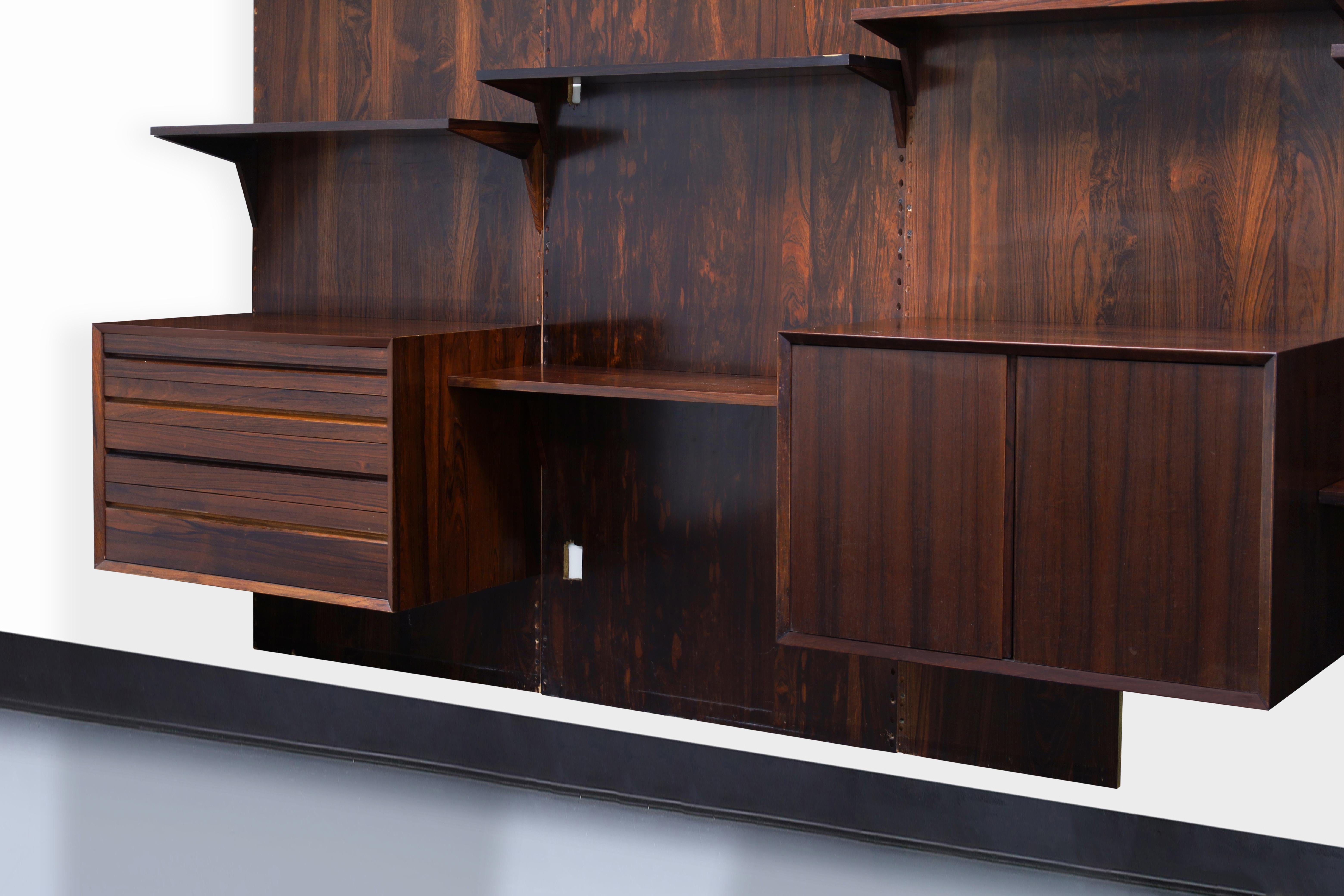 Mid-20th Century Danish Modern Brazilian Rosewood Wall Unit by Poul Cadovius