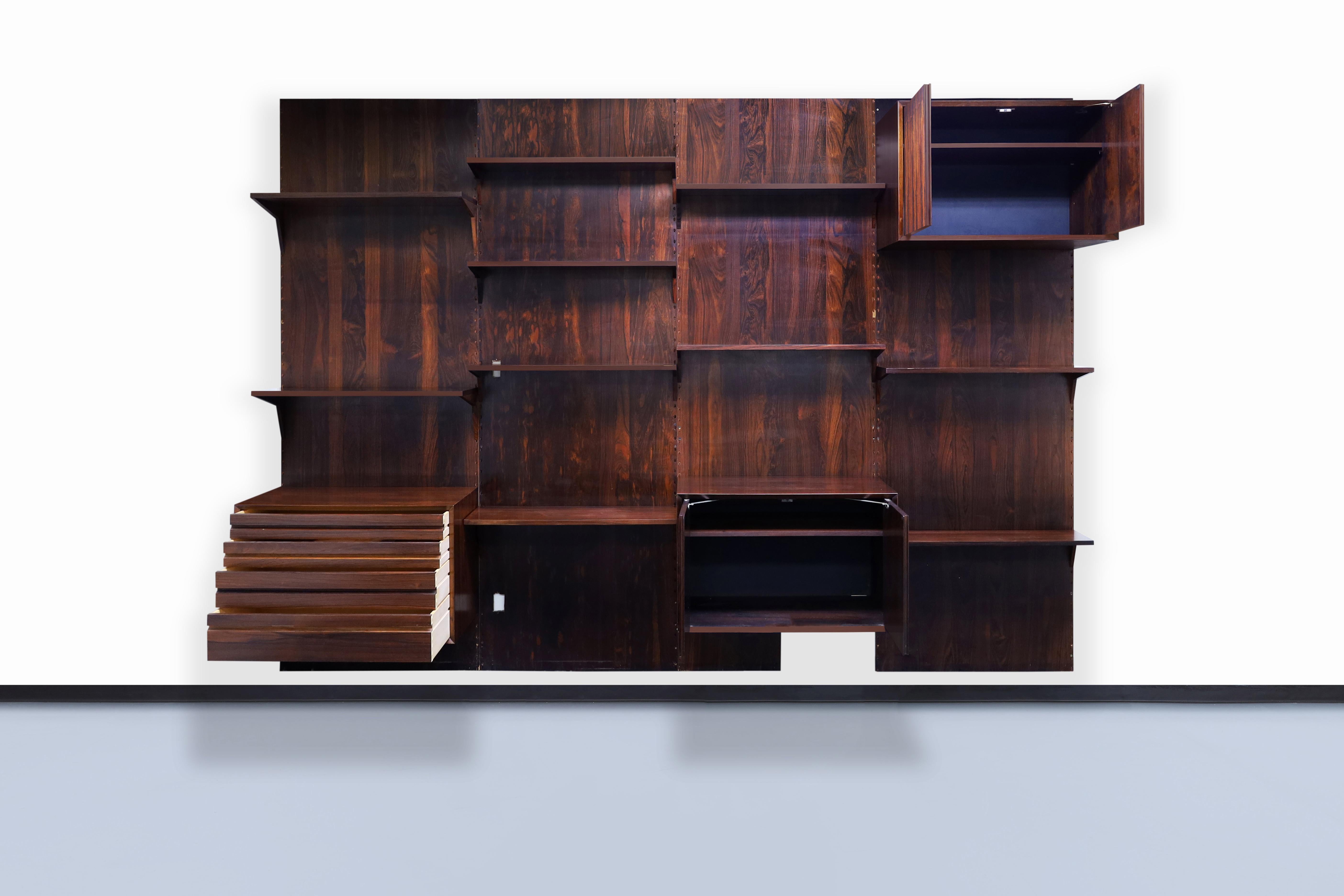 Danish Modern Brazilian Rosewood Wall Unit by Poul Cadovius 4
