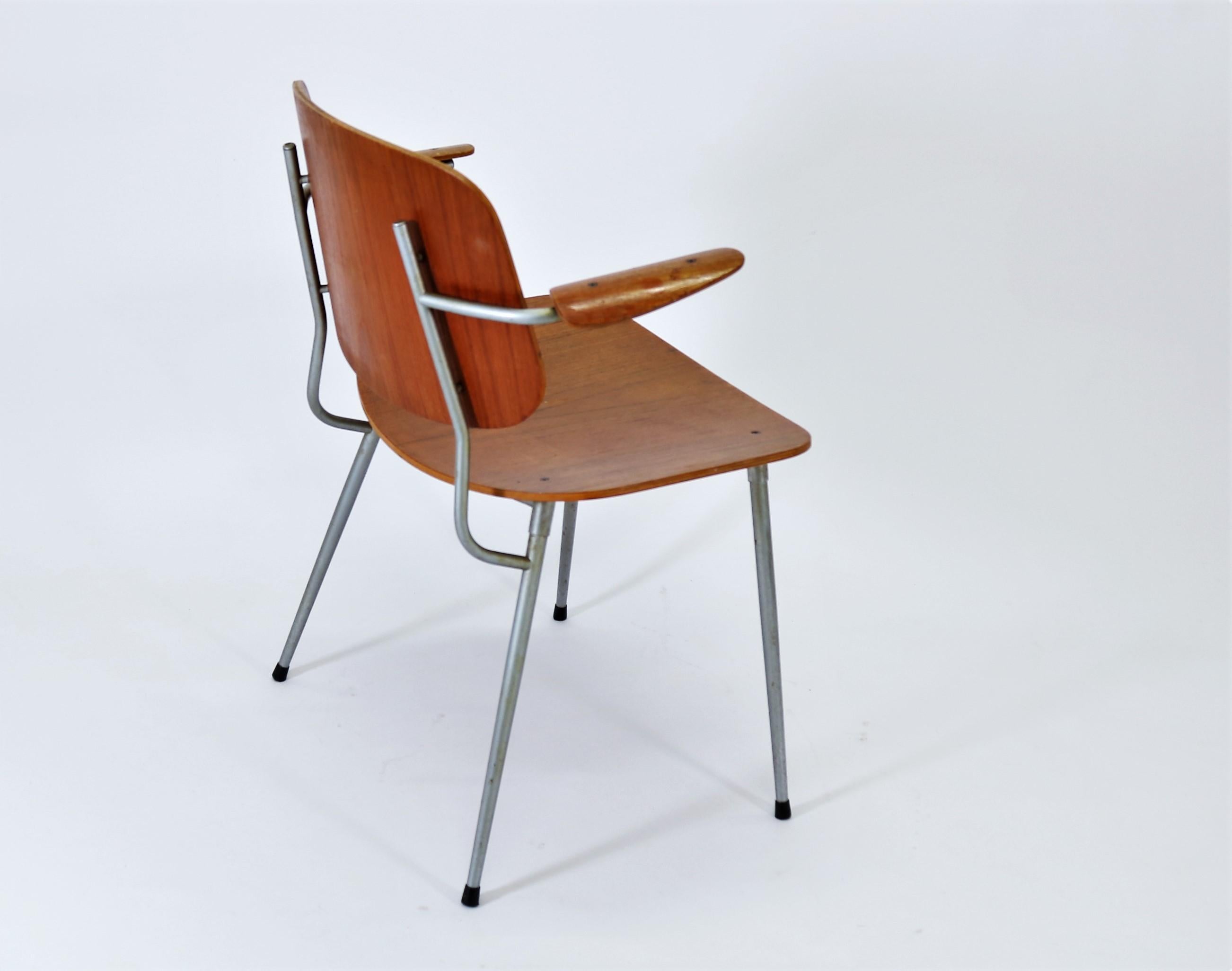 Scandinavian Modern Danish Modern Børge Mogensen Armchair in Steel and Teak, 1953