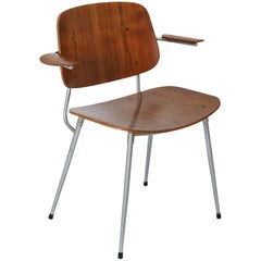 Danish Modern Børge Mogensen Armchair in Steel and Teak, 1953