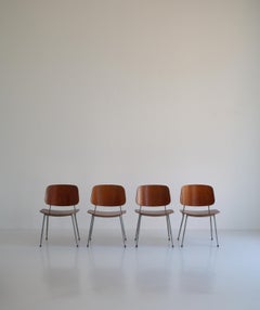 Danish Modern Børge Mogensen Dining Chairs in Steel and Plywood, 1953