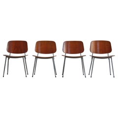 Danish Modern Børge Mogensen Dining Chairs in Steel and Plywood, 1953