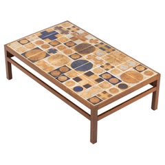 Danish Modern Brown/Blue Tile and Wenge Coffee Table, signed by Tue Poulsen