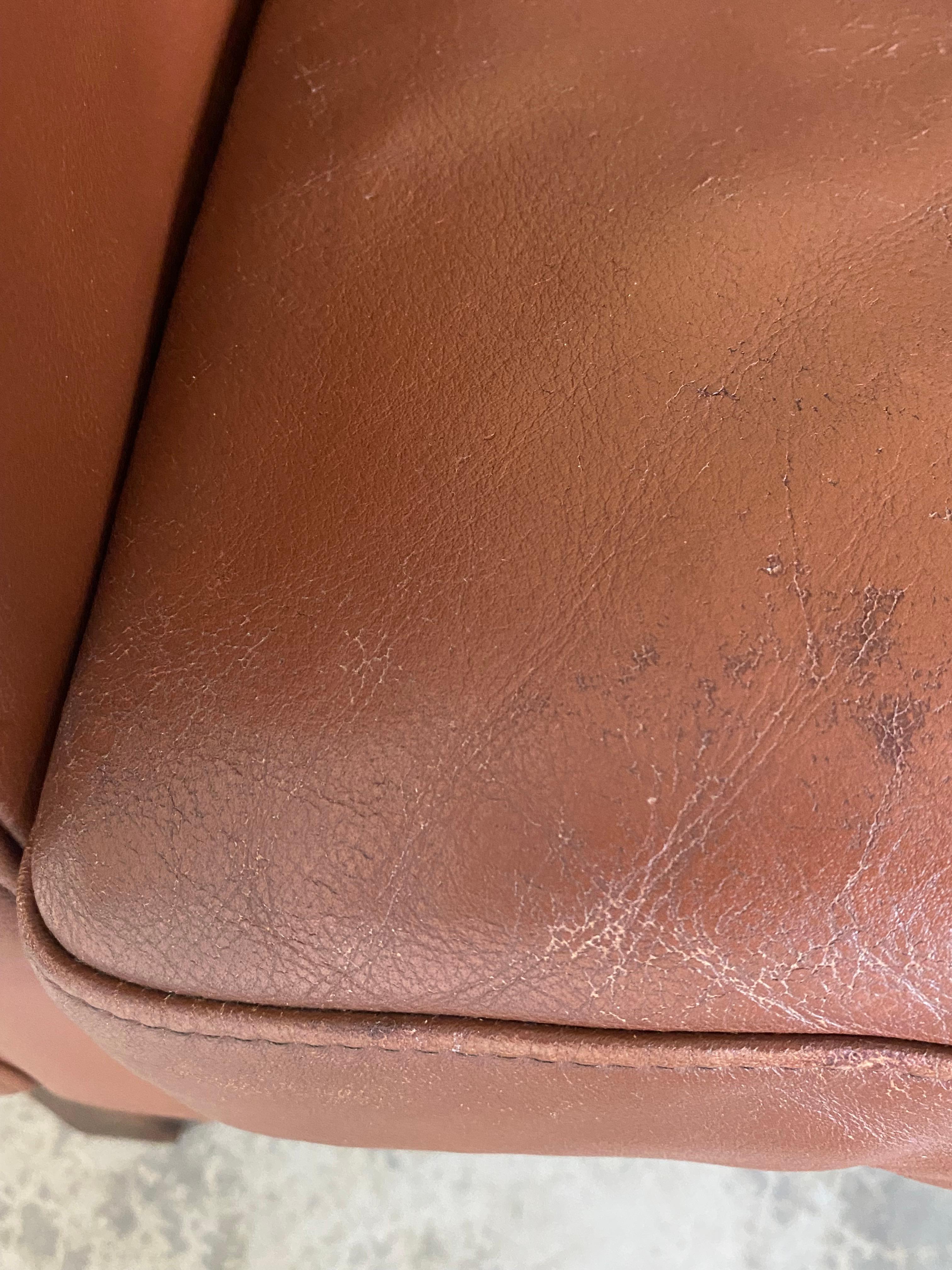 Danish Modern Brown Leather Loveseat (After Børge Mogensen) For Sale 10