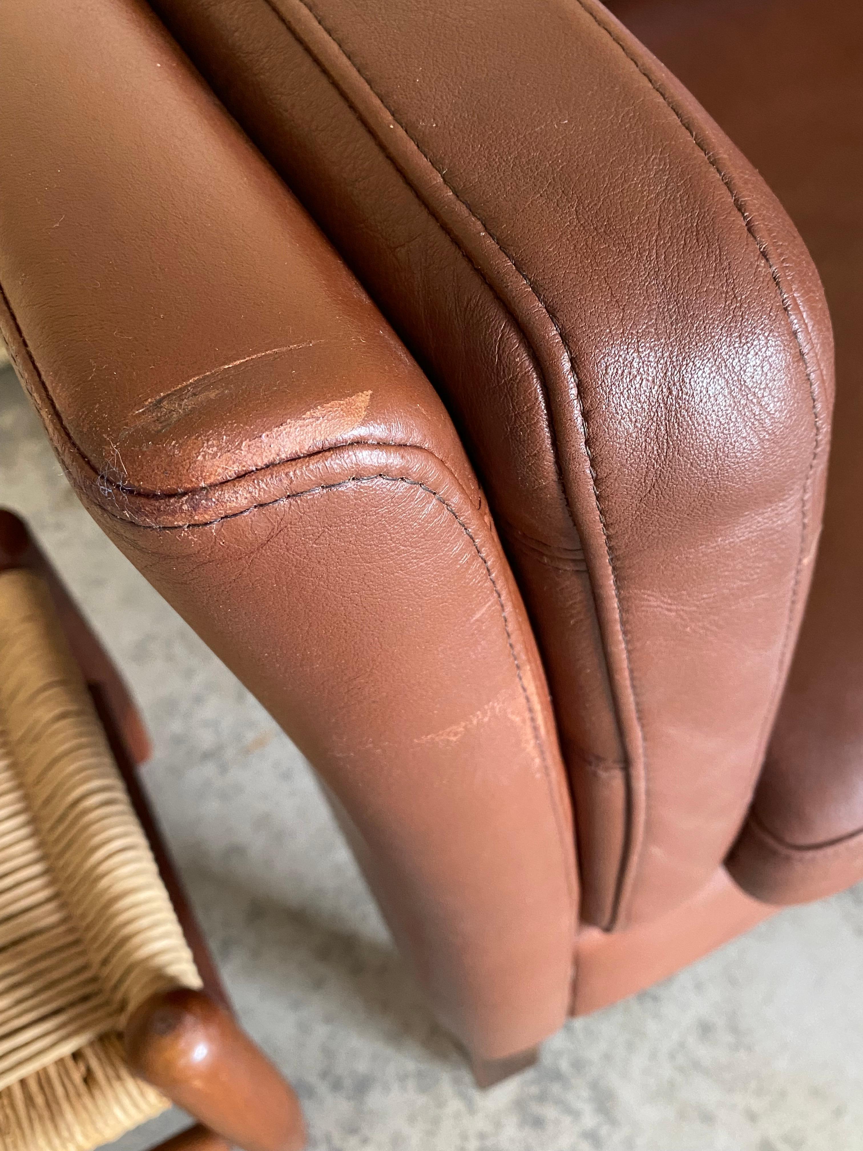 Danish Modern Brown Leather Loveseat (After Børge Mogensen) For Sale 12