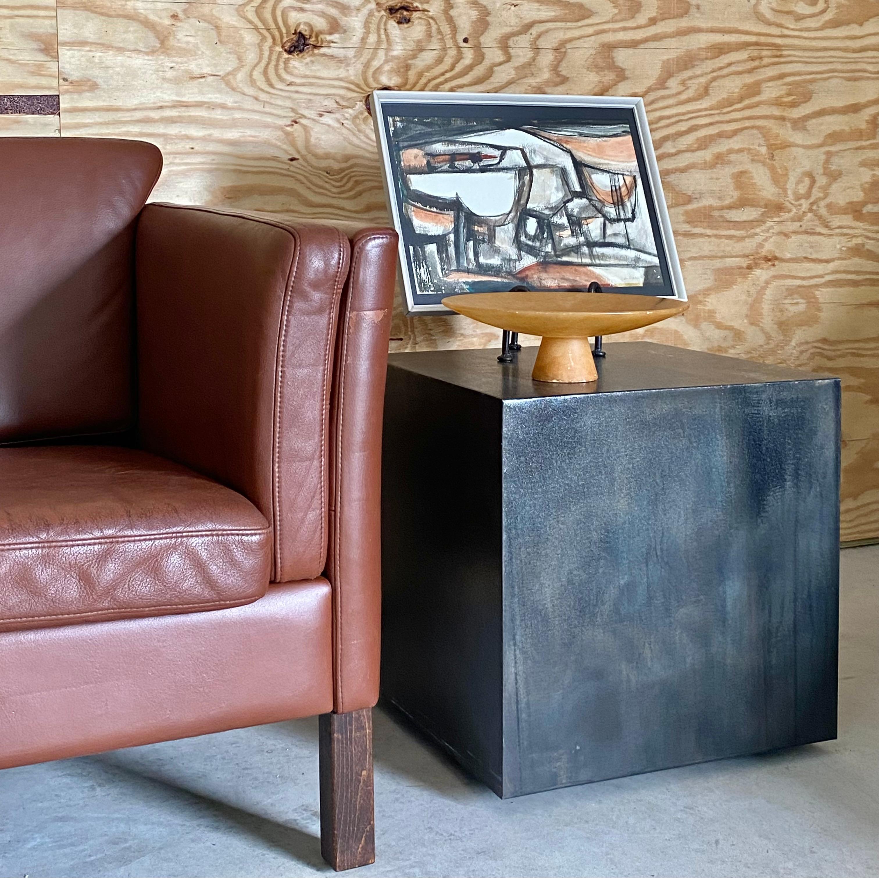 20th Century Danish Modern Brown Leather Loveseat (After Børge Mogensen) For Sale