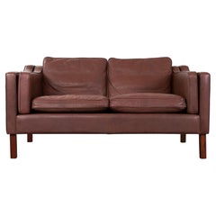 Poltrona moderna danese in pelle marrone