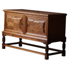 Danish Modern Brutalist Cabinet / Sideboard in Solid Oak, Made in 1950s