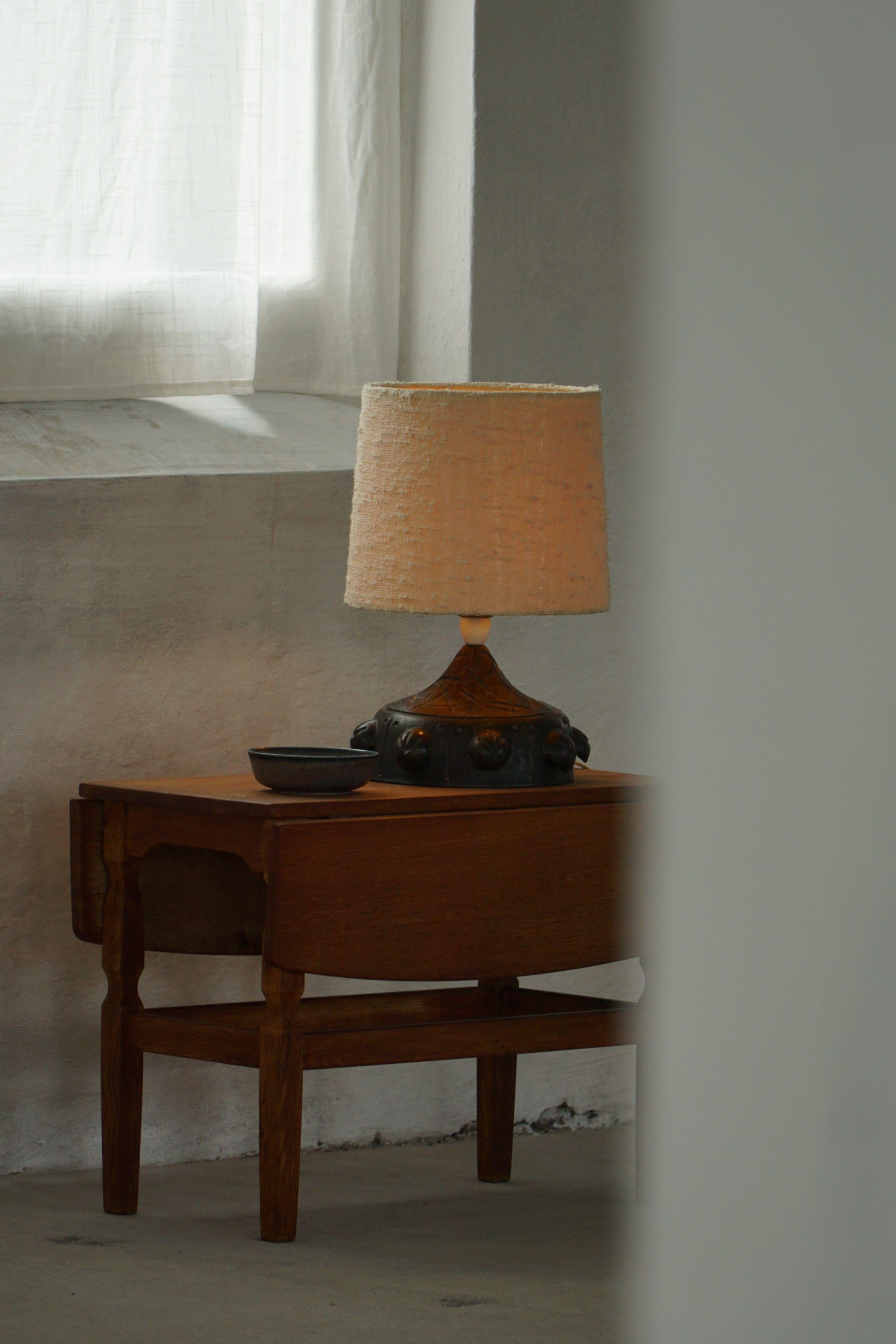 Danish Modern, Brutalist Ceramic Table Lamp with Organic Motifs, 1960s For Sale 1