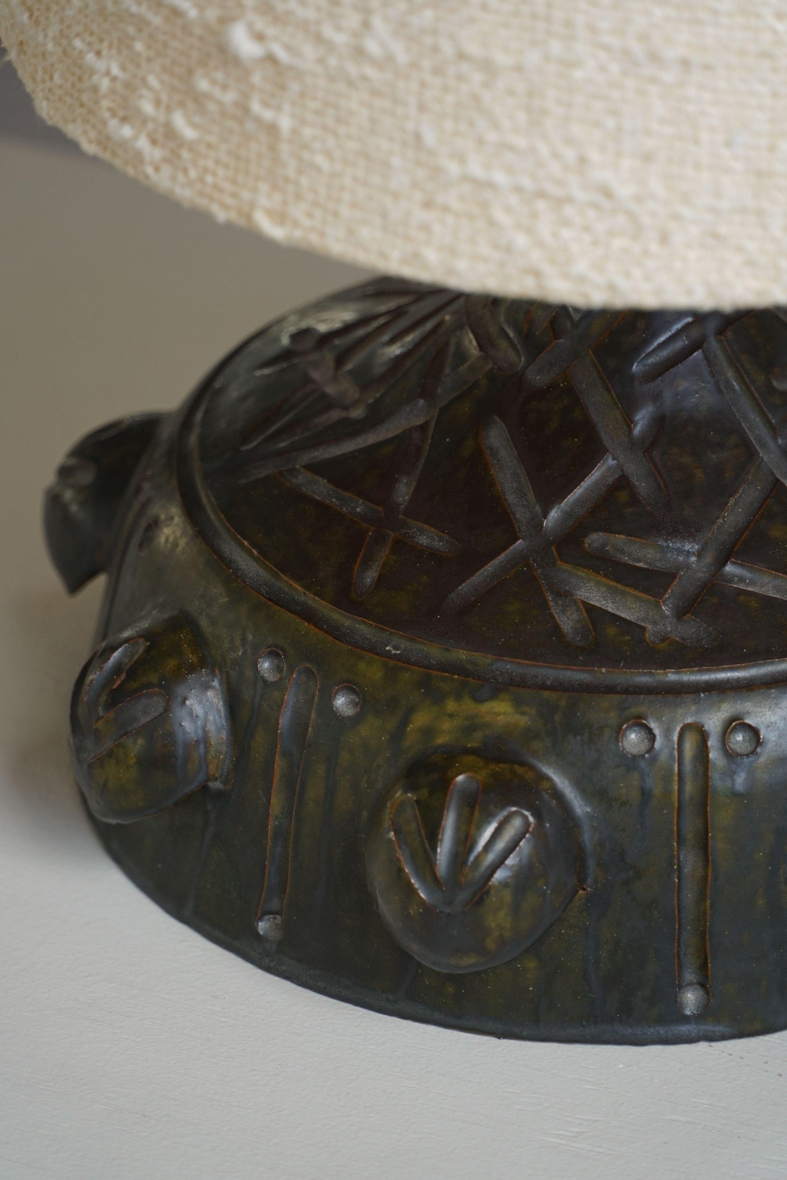 Danish Modern, Brutalist Ceramic Table Lamp with Organic Motifs, 1960s For Sale 2