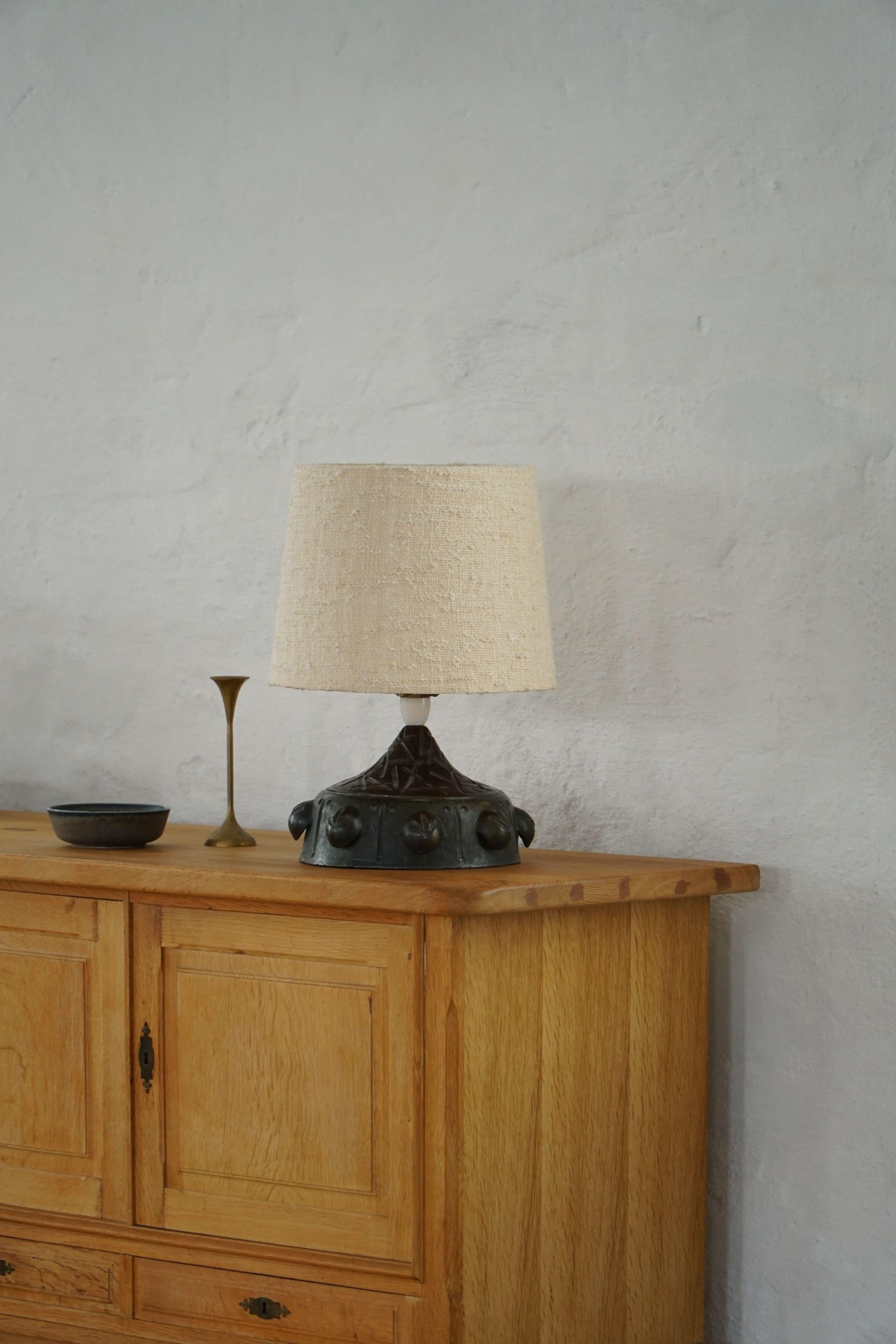 Danish Modern, Brutalist Ceramic Table Lamp with Organic Motifs, 1960s For Sale 3