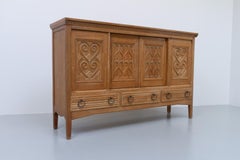 Danish Modern Brutalist Credenza in Oak, 1960s.