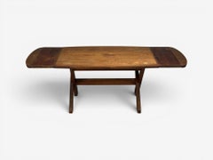 Danish Modern, Brutalist Dining Table, Stained Pine, Denmark, 1960s