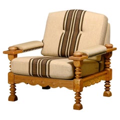 Chaise longue danoise moderne et brutale en Oak, Henning Kjærnulf, Danemark, années 1960