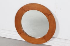 Danish Modern Brutalist style Round Wall Mirror Made of Pine in Denmark 1980's