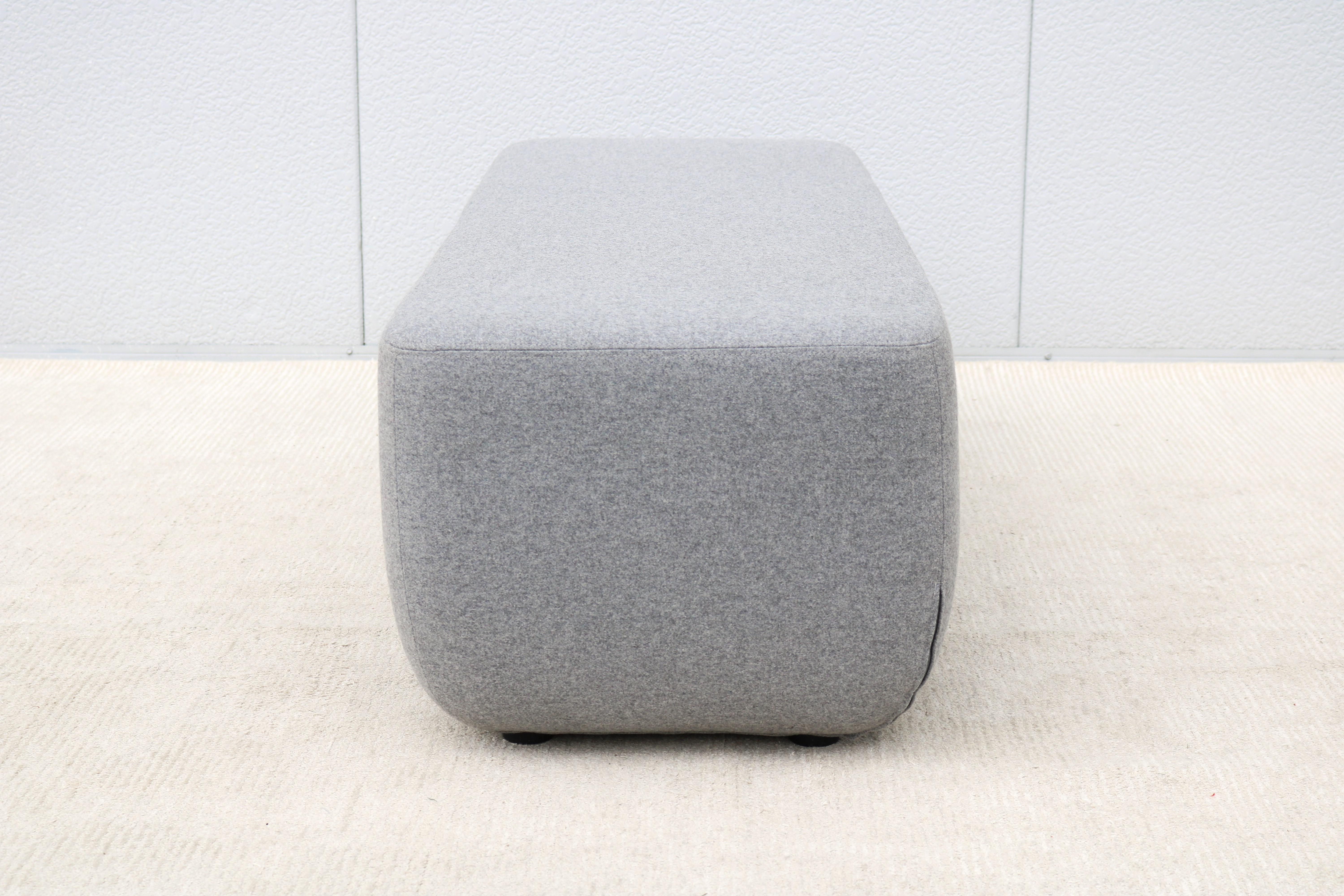 Danish Modern Busk+Hertzog for Softline Large Opera Pouf in Nickel Gray Wool For Sale 5