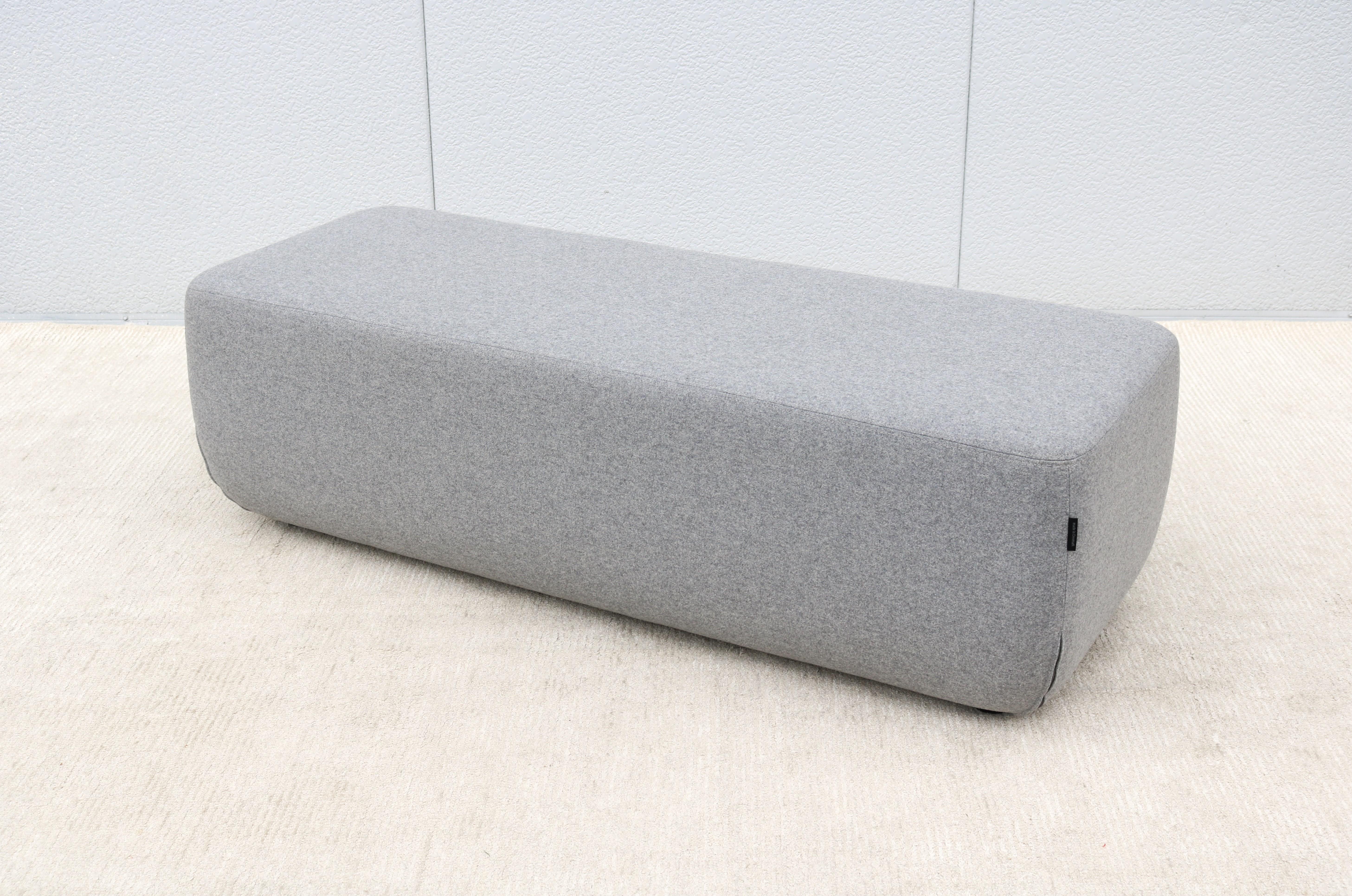 Danish Modern Busk+Hertzog for Softline Large Opera Pouf in Nickel Gray Wool In Excellent Condition For Sale In Secaucus, NJ