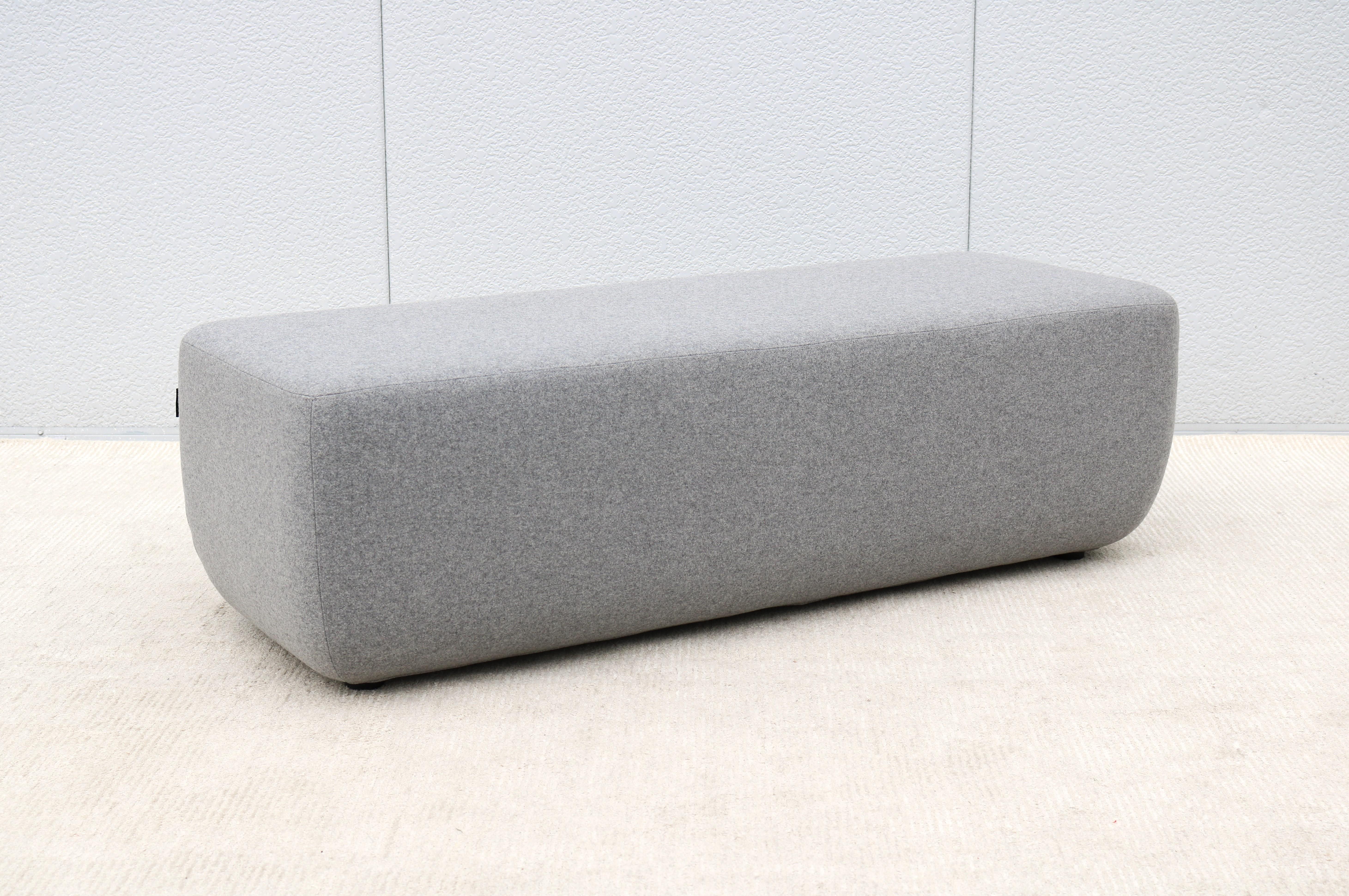 Danish Modern Busk+Hertzog for Softline Large Opera Pouf in Nickel Gray Wool For Sale 2