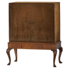 Dänischer moderner Schrank von Royal Supplier C.B. Hansen's Etabl, Eiche & Samt, 1930er Jahre