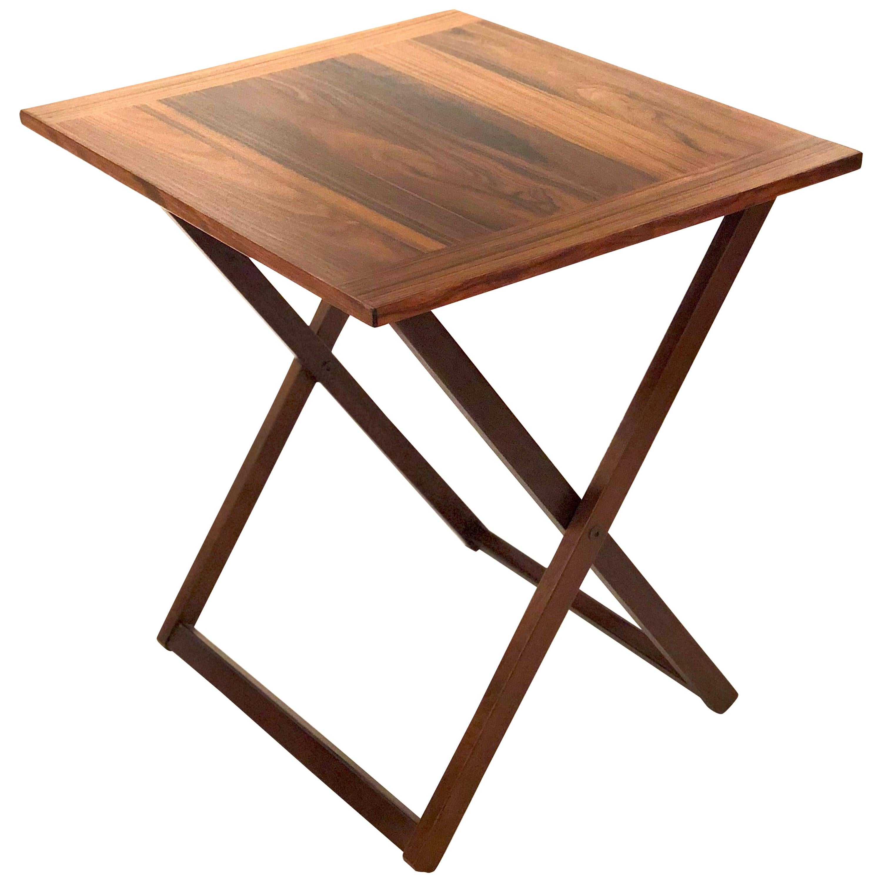 Danish Modern Campaign Style Rosewood Folding Cocktail Table