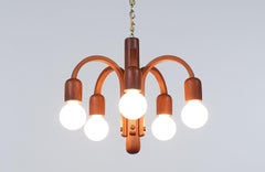 Danish Modern "Candela" Teak Pendant Chandelier by Domus