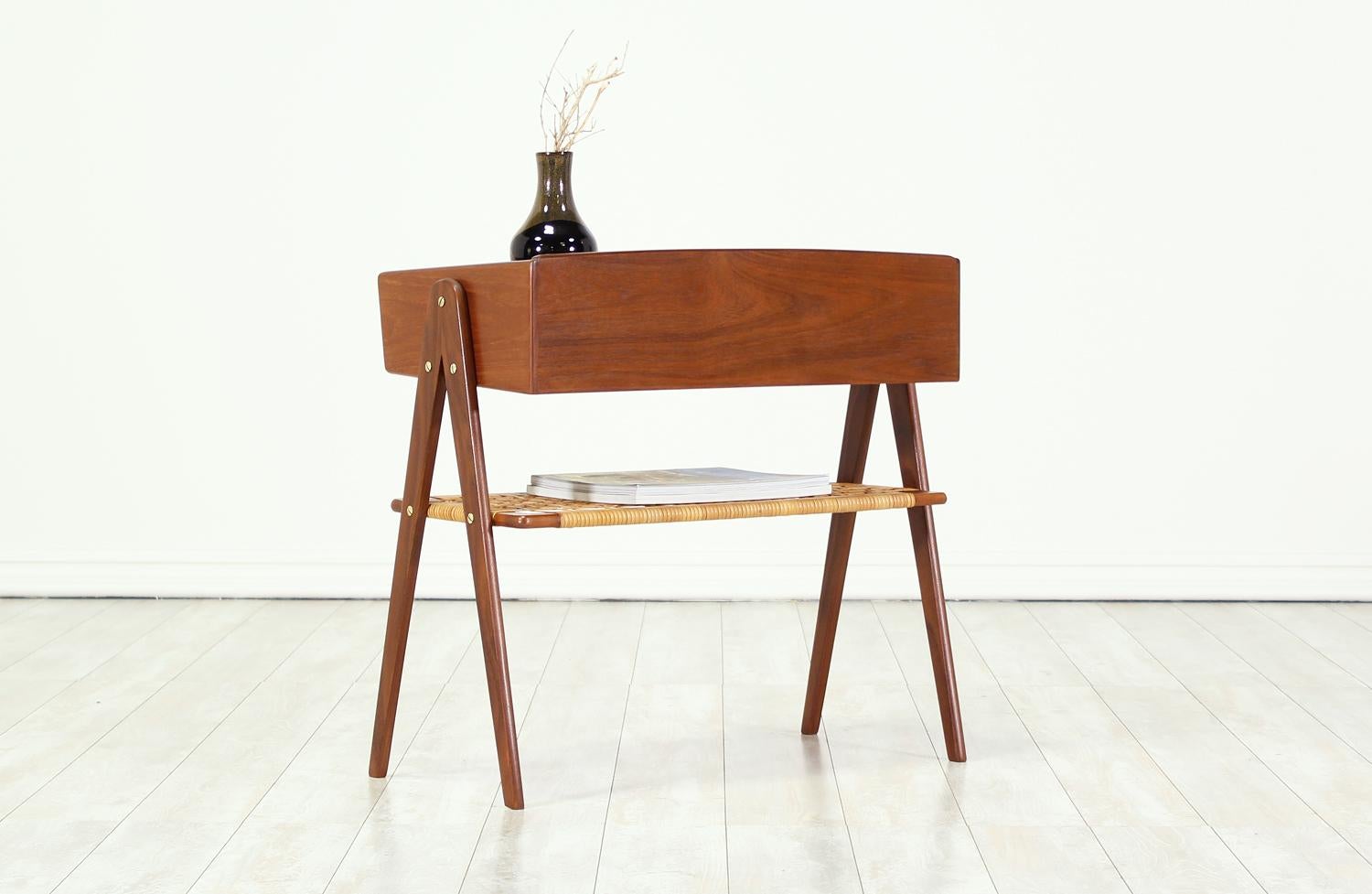 Mid-Century Modern Danish Modern Caned-Shelf Night Stand