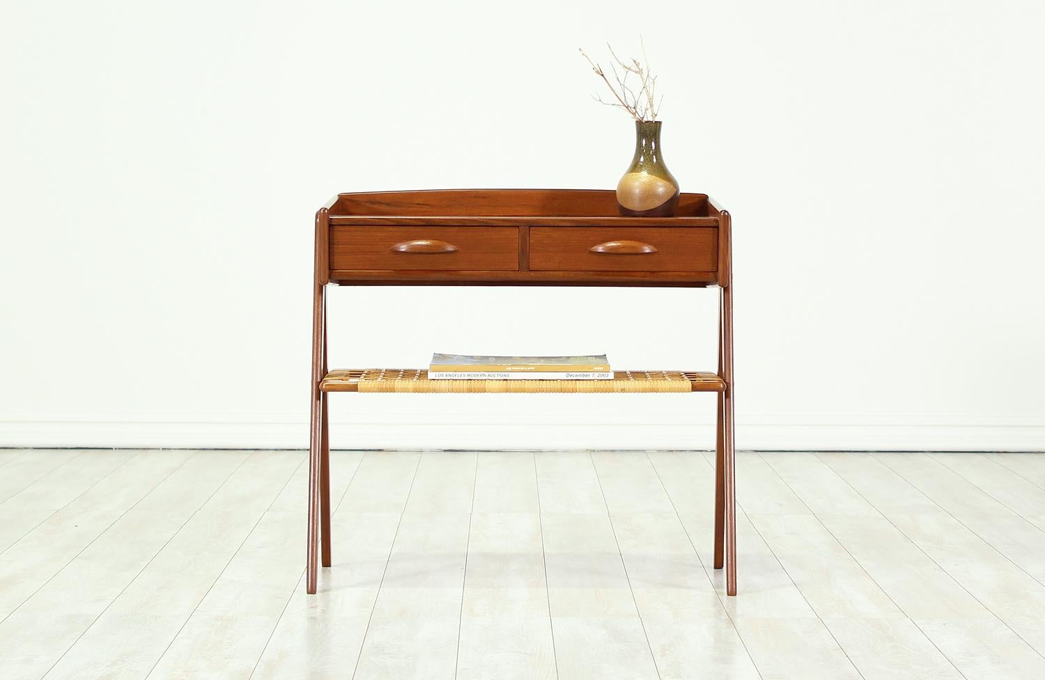 Mid-20th Century Danish Modern Caned-Shelf Night Stand