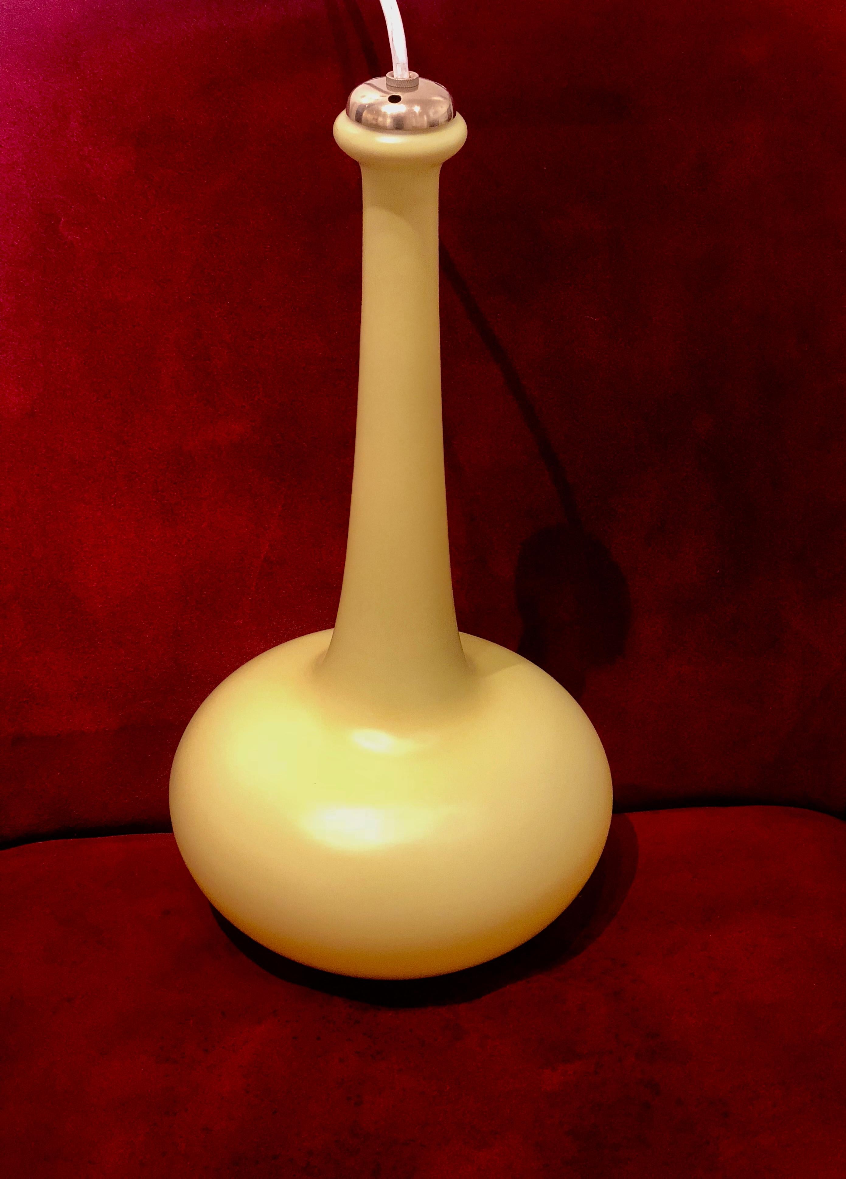 20th Century Danish Modern Cased Glass Pendant Lamp with Brass Top