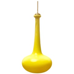 Danish Modern Cased Glass Pendant Lamp with Brass Top