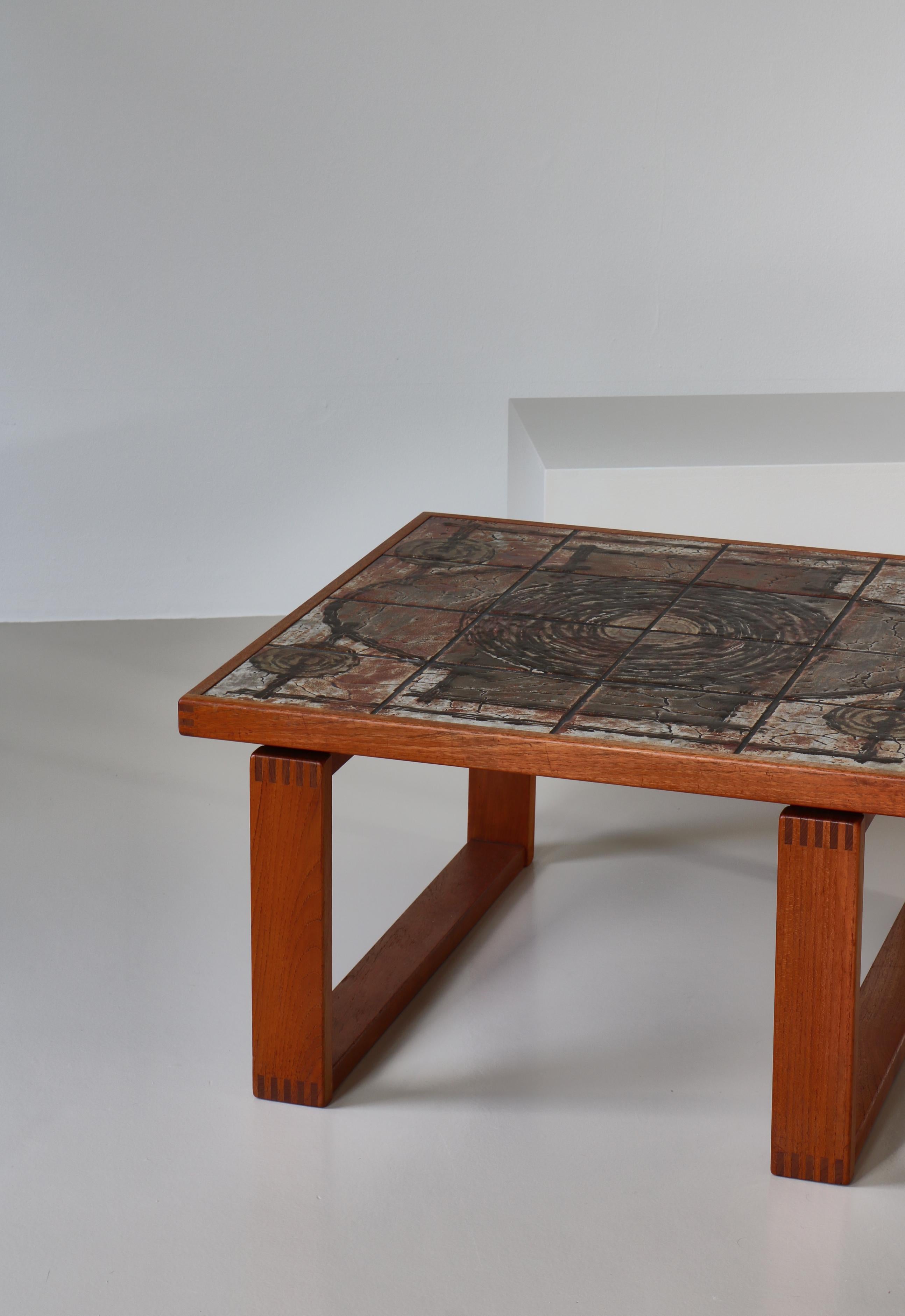 Danish Modern Center Table in Solid Teakwood & Ceramic Tiles by Ox-Art, 1973 For Sale 6