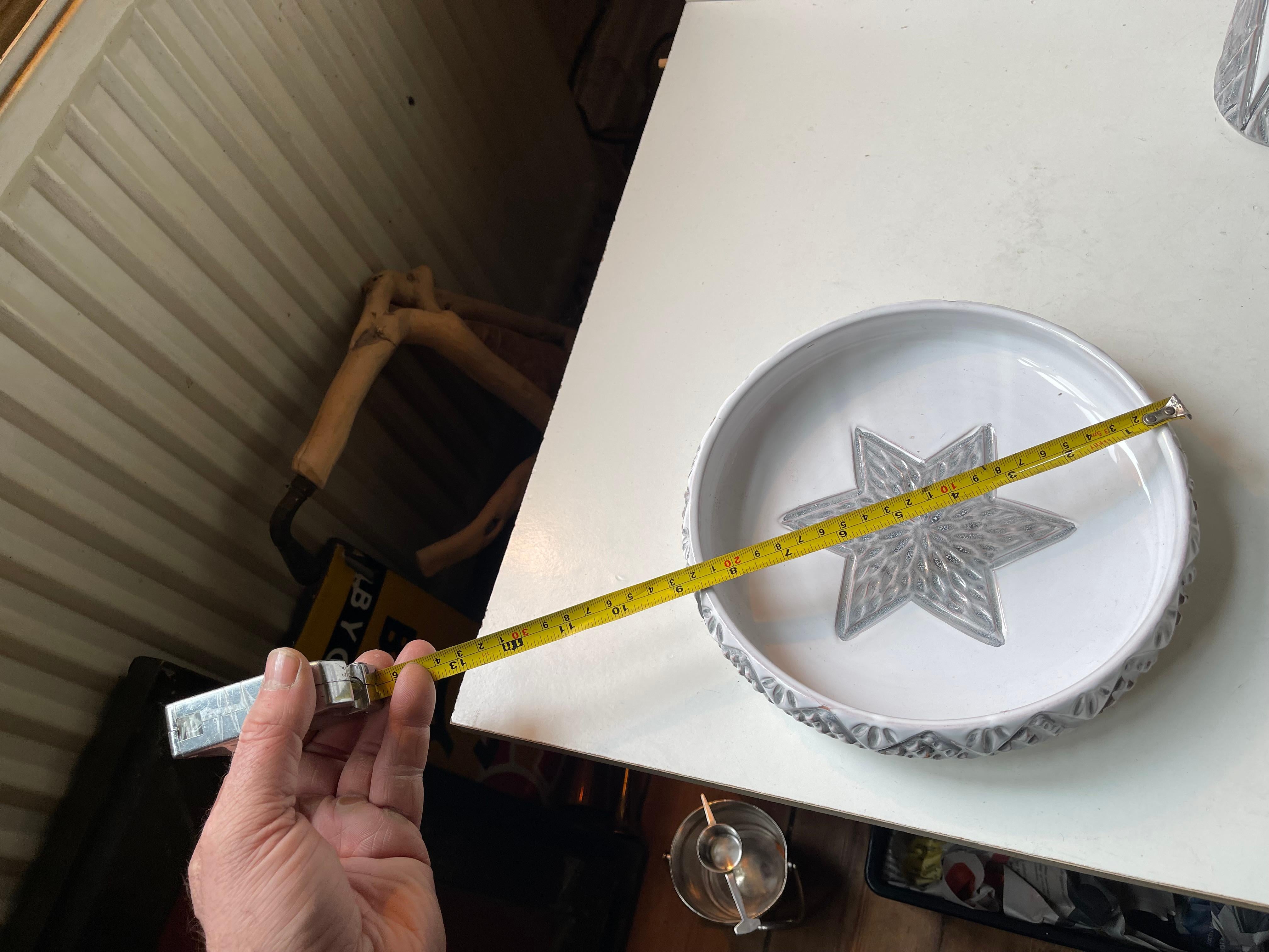 Ceramica Danish Modern Ceramic Bowl, Trinket and Vase in White & Grey Glaze, 1970s in vendita