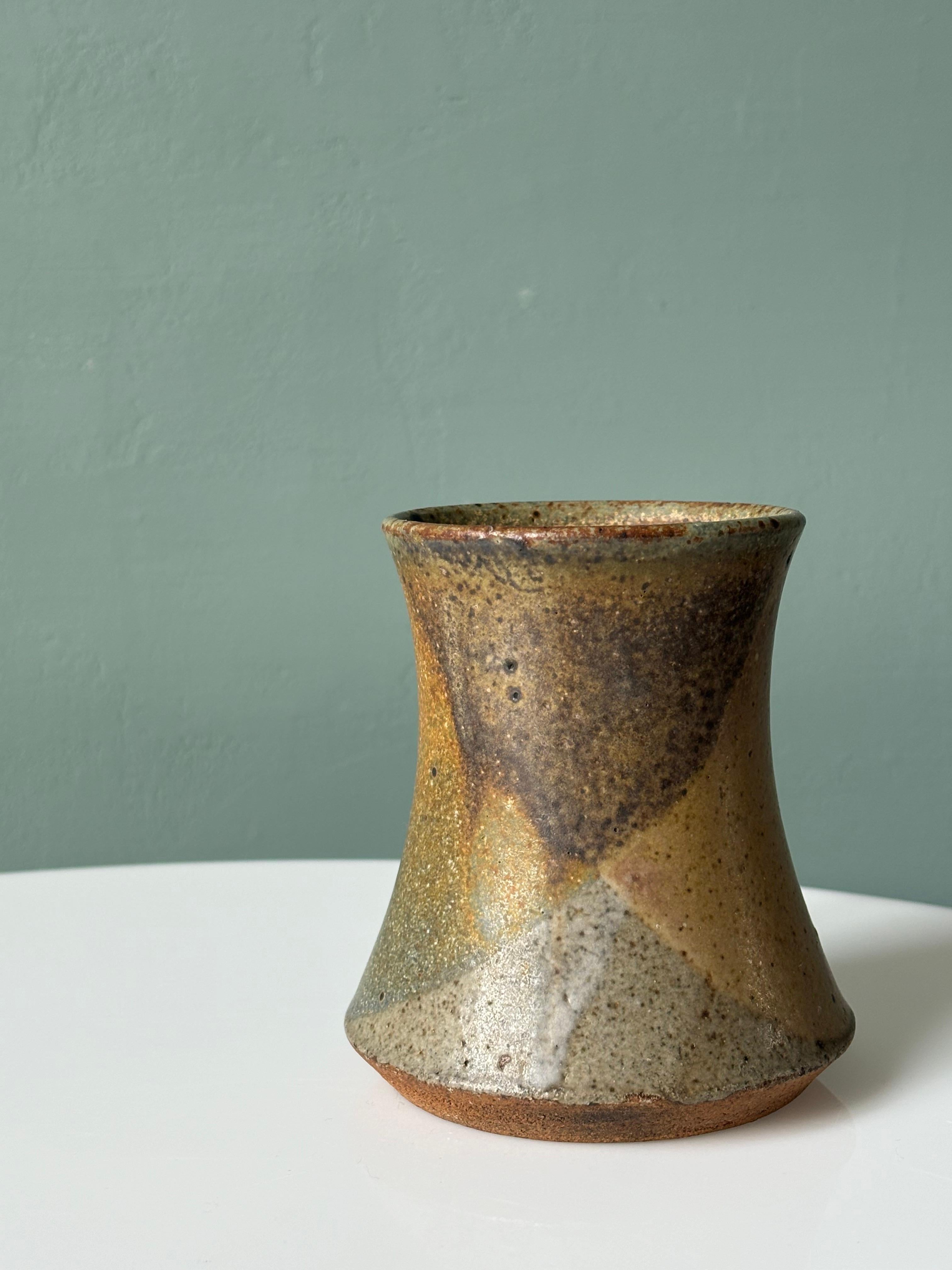 Glazed Danish Modern Ceramic Earthcolored Vase, 1960s For Sale