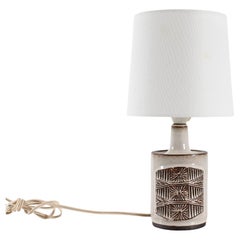 Danish Modern Ceramic Graphic Decorated Table Lamp with New Shade 1960s