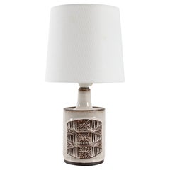 Danish Modern Ceramic Graphic Decorated Table Lamp with New Shade 1960s