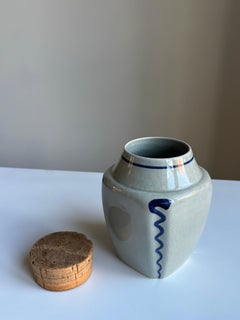 Danish Modern Ceramic Jar by Søholm Keramik, Light Blue Glaze, 1960s