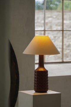Danish Modern Ceramic Table Lamp in Brown Glaze, Desire Stentøj, Denmark, 1960s