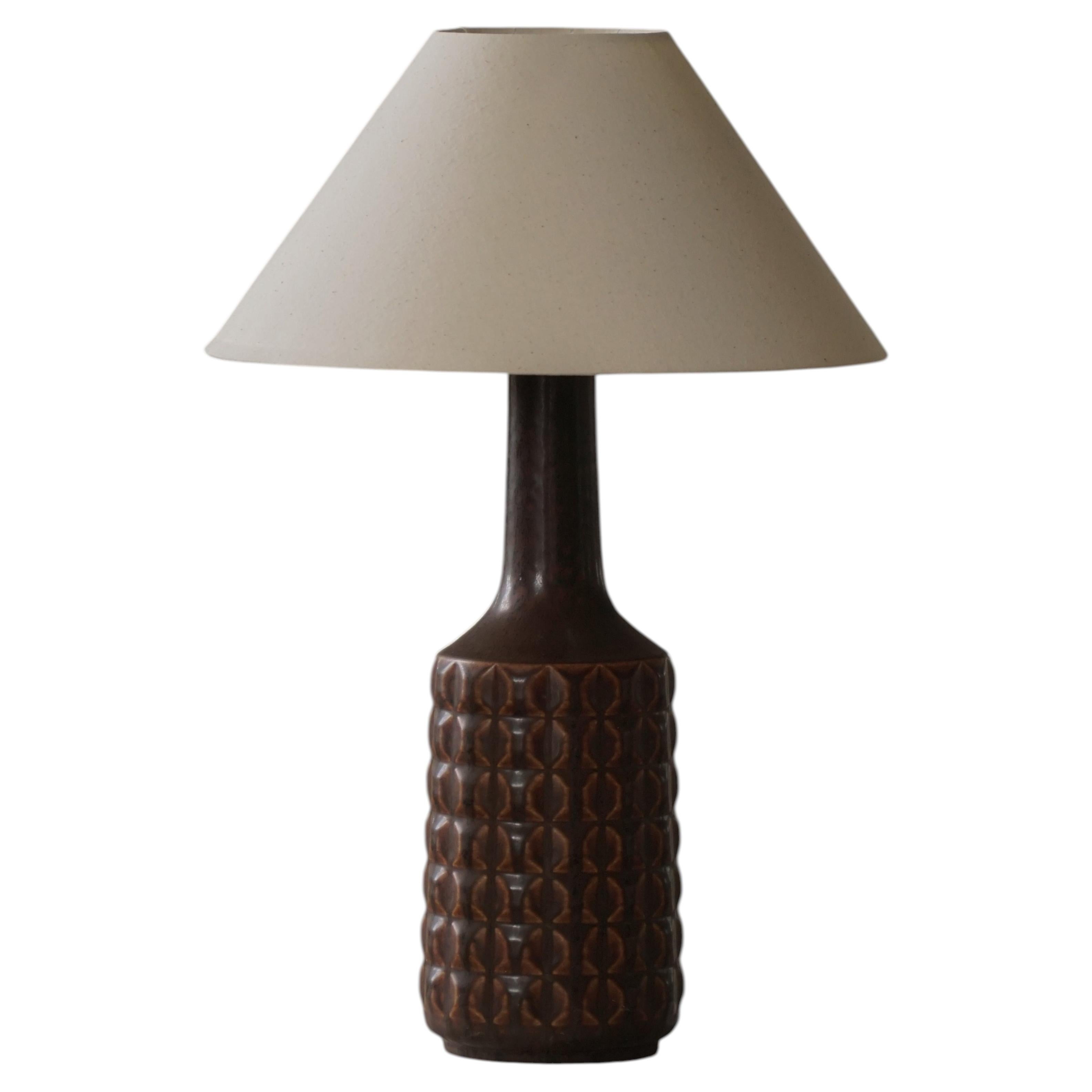 Danish Modern Ceramic Table Lamp in Brown Glaze, Desire Stentøj, Denmark, 1960s